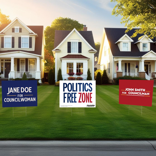 "Politics-Free Zone" Funny Yard Sign | Lawn Decor
