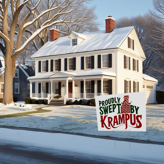 "Proudly Swept by Krampus" Funny Yard Sign | Lawn Decor