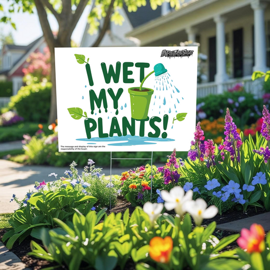 "I Wet My Plants" Funny Yard Sign | Lawn Decor